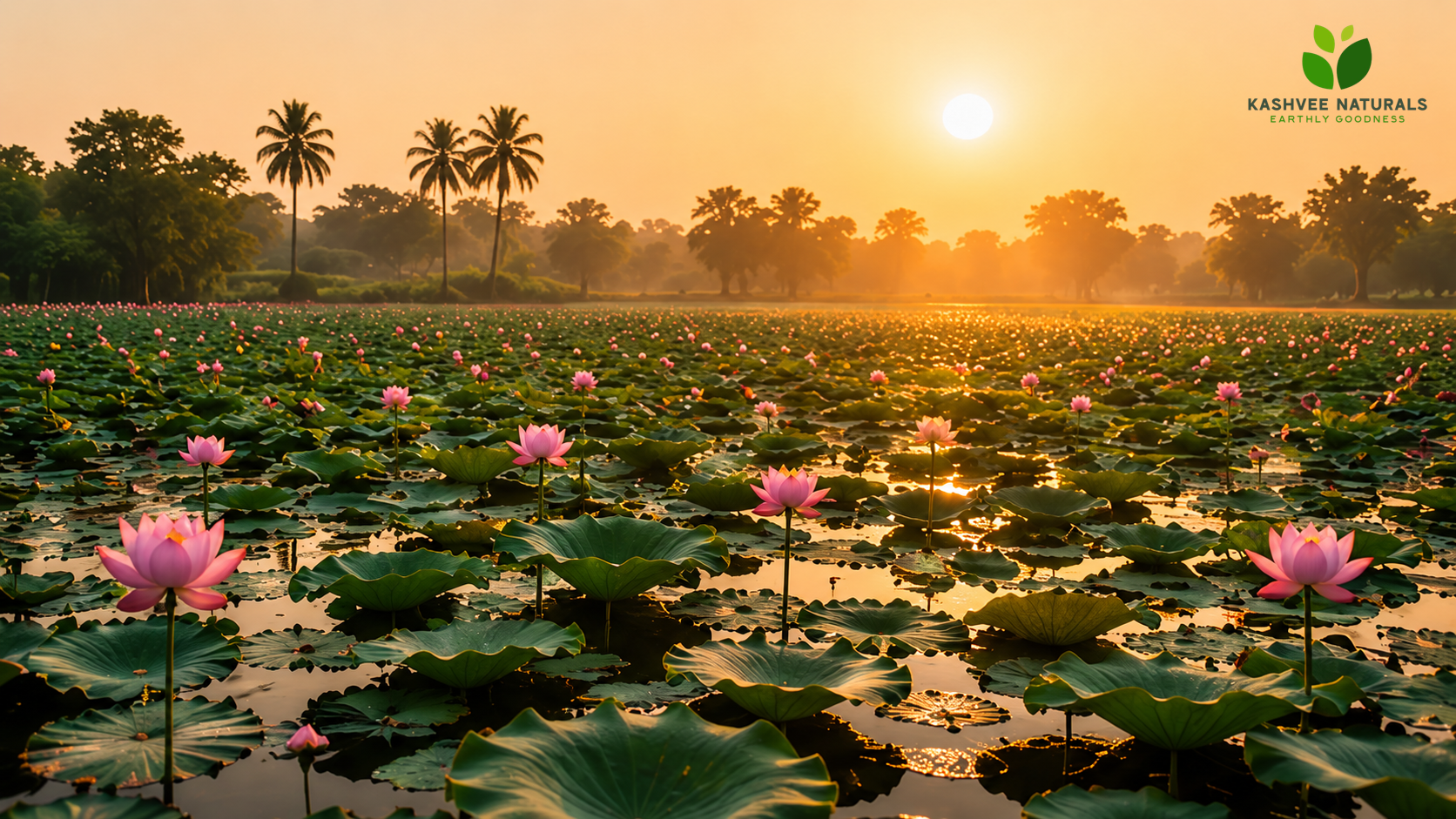 Lotus pond at sunrise in Bihar